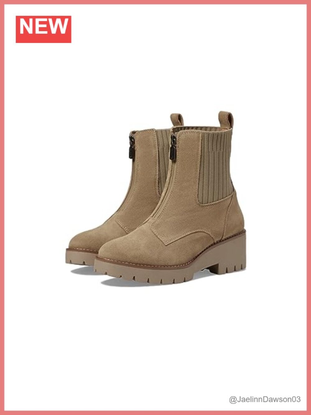 Waterproof Suede Ankle Bootie Block Heel Round Toe Zip Up